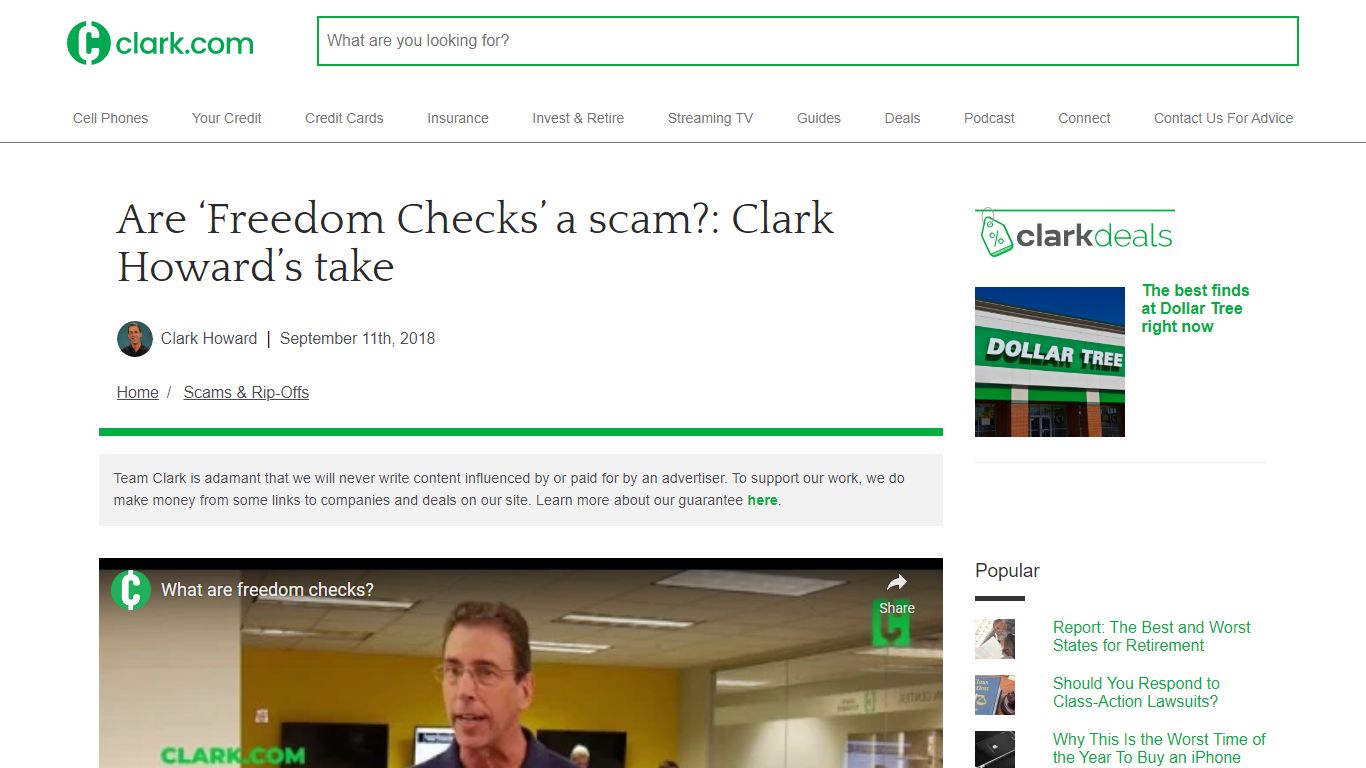 Are 'Freedom Checks' a scam?: Clark Howard's take